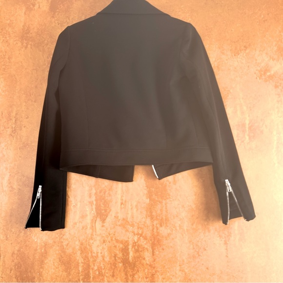 Black Cropped Moto Jacket Size Small - Picture 2 of 2